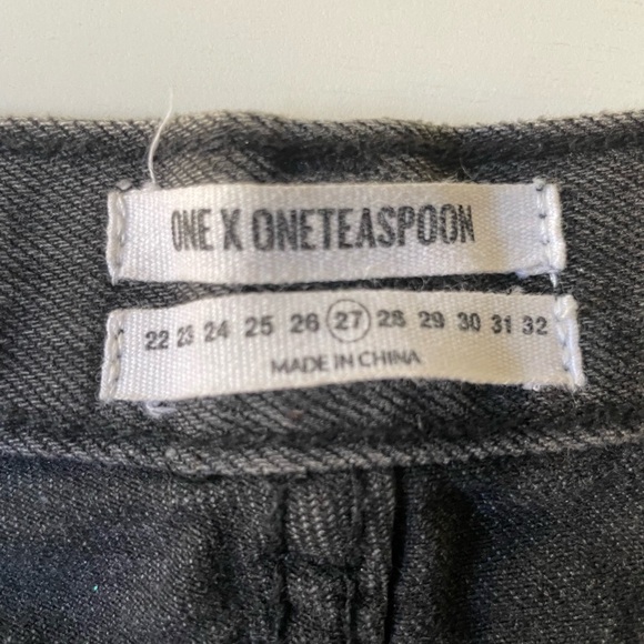 ONE X ONETEASPOON FADED BLACK DUKES LOW WAIST MINI DENIM SHORTS - Picture 8 of 11
